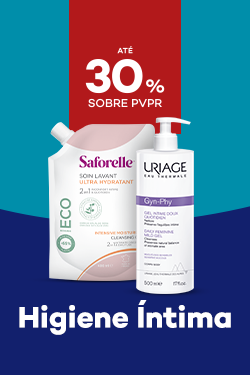Produtos de higiene intima com destaque promocional de até 30% sobre preço de Venda ao Público Recomendado
